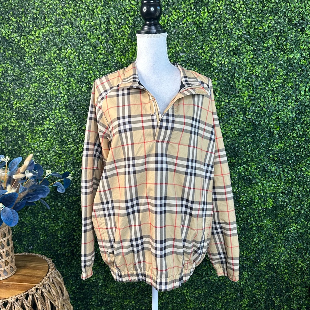 Men’s Burberry Golf nova check quarter zip pull over